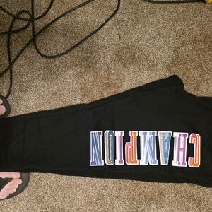 Champion Black Sweatpants with Multicolor Logo